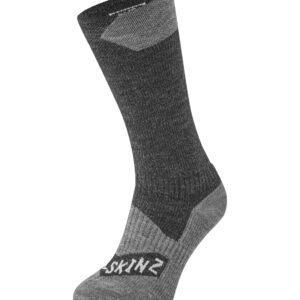 SEALSKINZ Unisex Waterproof All Weather Mid Length Sock, Black/Grey Marl, X-Large