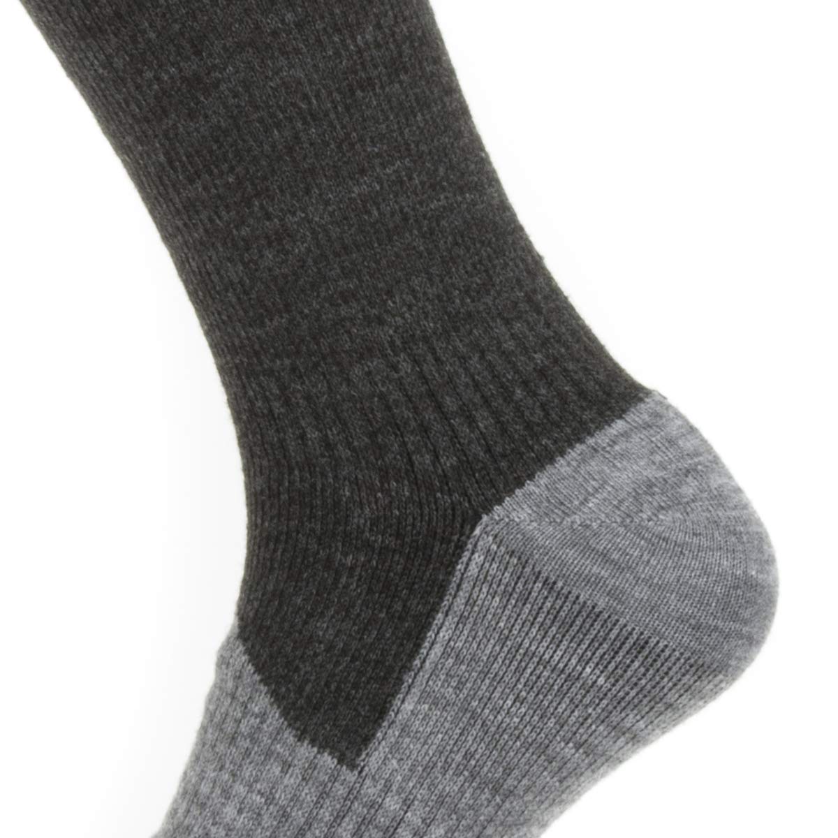 SEALSKINZ Unisex Waterproof All Weather Mid Length Sock, Black/Grey Marl, X-Large