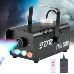 fog machine jdr smoke machine controllable led light 500w and 2000cfm fog disinfection with wireless and wired remote control for weddings, halloween,parties or disinfection,with fuse protection