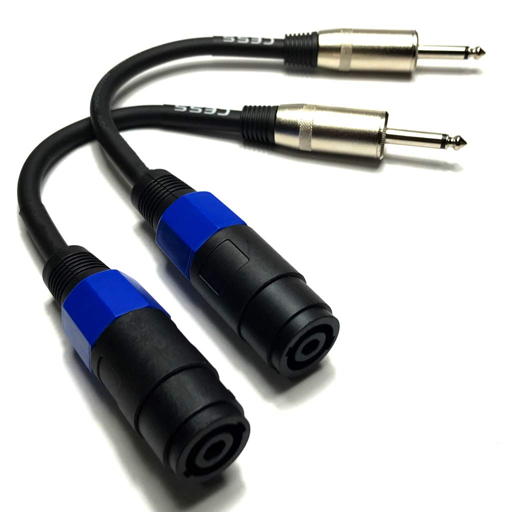 CESS-005 Speakon Female Connector To 1/4" Male TS Speaker Cable - Speak-on Jack To 1/4 TS Plug - 2 Pack