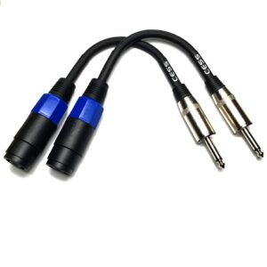 CESS-005 Speakon Female Connector To 1/4" Male TS Speaker Cable - Speak-on Jack To 1/4 TS Plug - 2 Pack