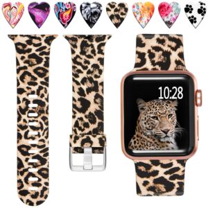 Laffav Compatible with Apple Watch Band 41mm 40mm 38mm iWatch Series 9 & Ultra 2 & SE & Ultra & Series 8/7/6/5/4/3/2/1 for Women Men, Classic Leopard, S/M