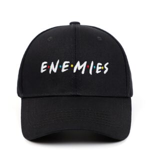 yunxibasecap men and women hip-hop letter cap black fashion adjustable dad hat neenemies embroidery baseball cap(black)