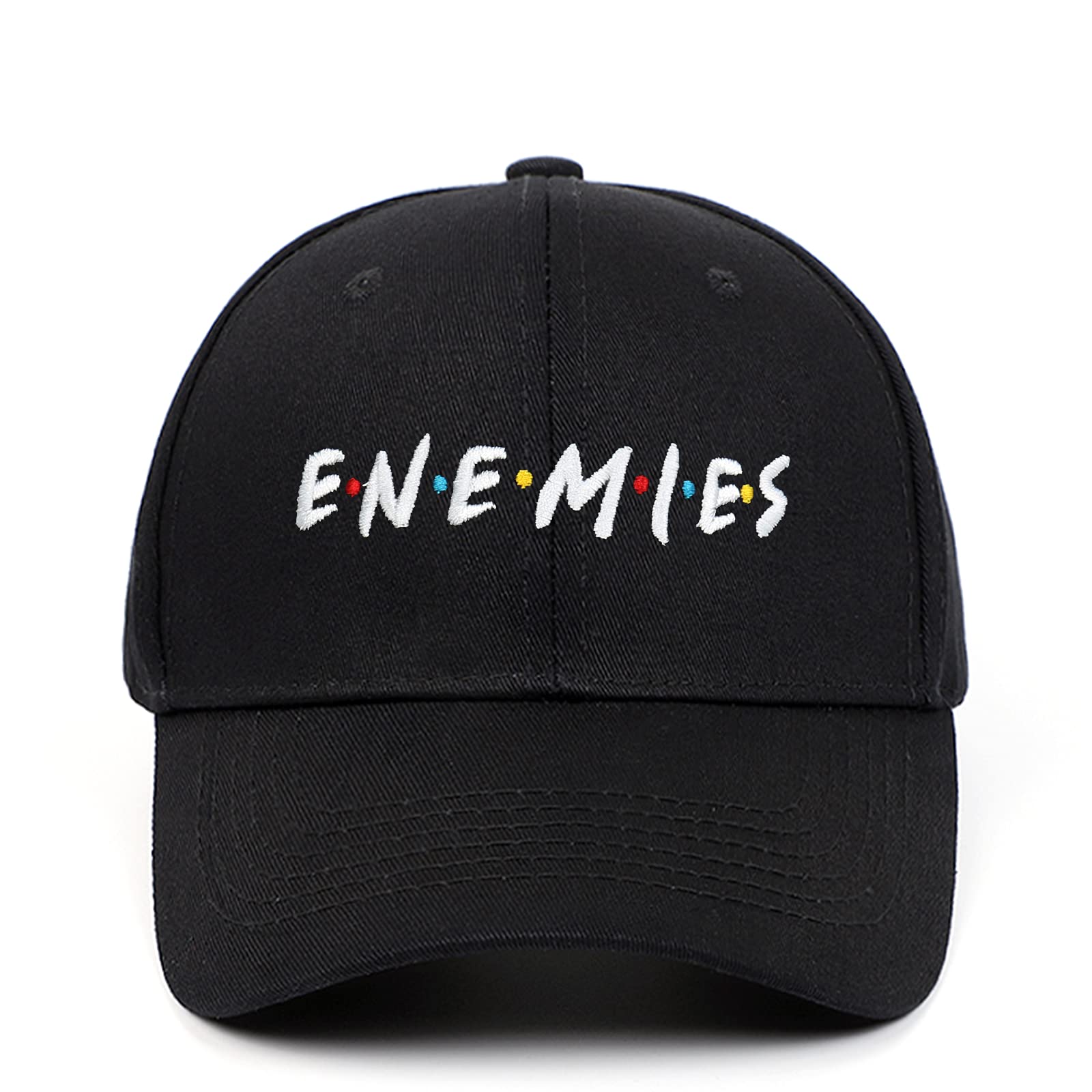 YUNXIBASECAP Men and Women Hip-hop Letter Cap Black Fashion Adjustable Dad Hat NEEnemies Embroidery Baseball Cap(Black)