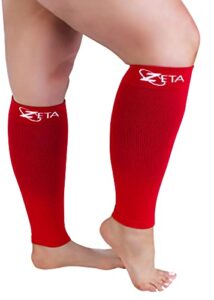 zeta wear plus size leg sleeve support socks - the wide calf compression sleeve women love for its amazing fit, cotton-rich comfort, graduated compression & soothing relief, 1 pair, size 2xl, black