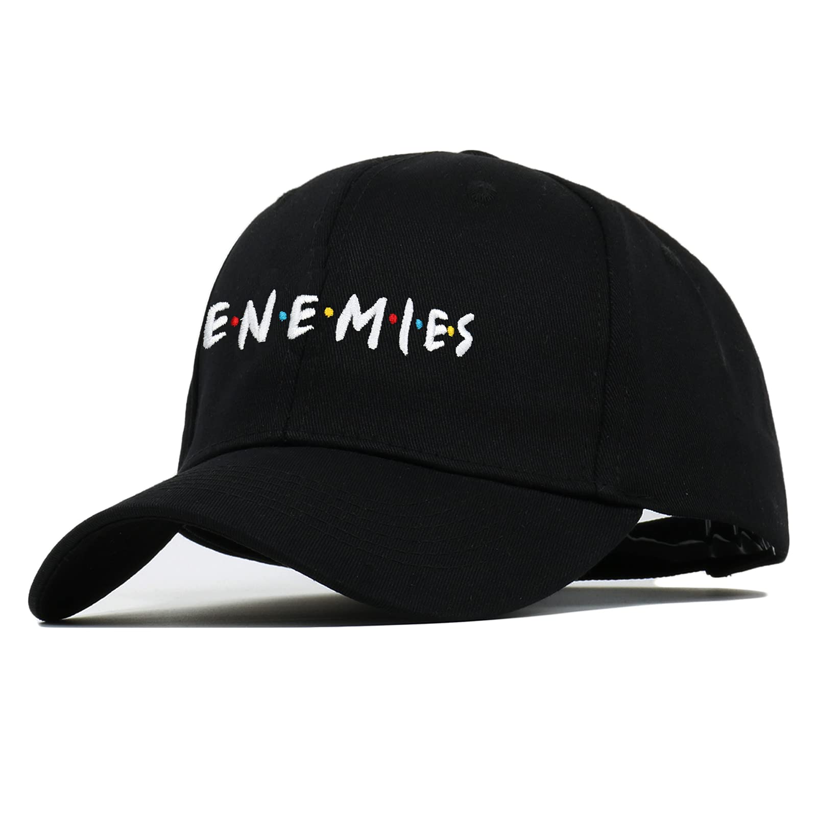 YUNXIBASECAP Men and Women Hip-hop Letter Cap Black Fashion Adjustable Dad Hat NEEnemies Embroidery Baseball Cap(Black)