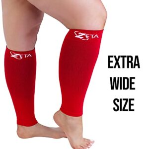 Zeta Wear Plus Size Leg Sleeve Support Socks - The Wide Calf Compression Sleeve Women Love for Its Amazing Fit, Cotton-Rich Comfort, Graduated Compression & Soothing Relief, 1 Pair, Size 2XL, Black