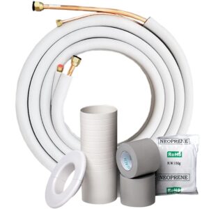 1/4" x 1/2" 12k and 18k btu mrcool ductless mini split line set ac kit with control wire 25 ft