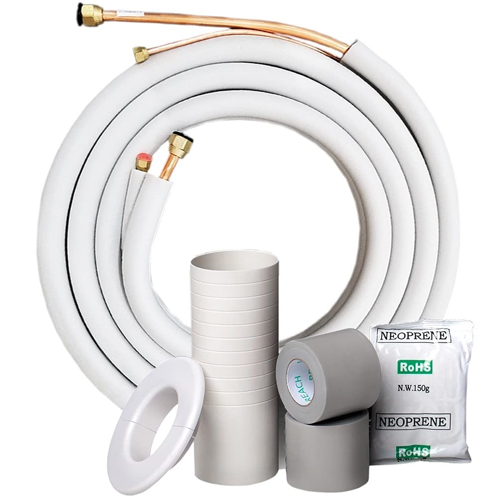 1/4" x 1/2" 12K and 18K BTU MrCool Ductless Mini Split Line Set AC Kit with Control Wire 25 Ft