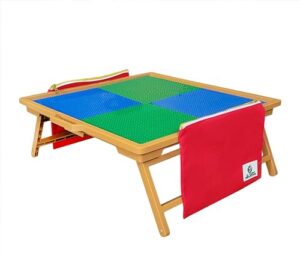 el toro creative large foldable building block table for kids – durable faux-wood, includes storage, portable play desk