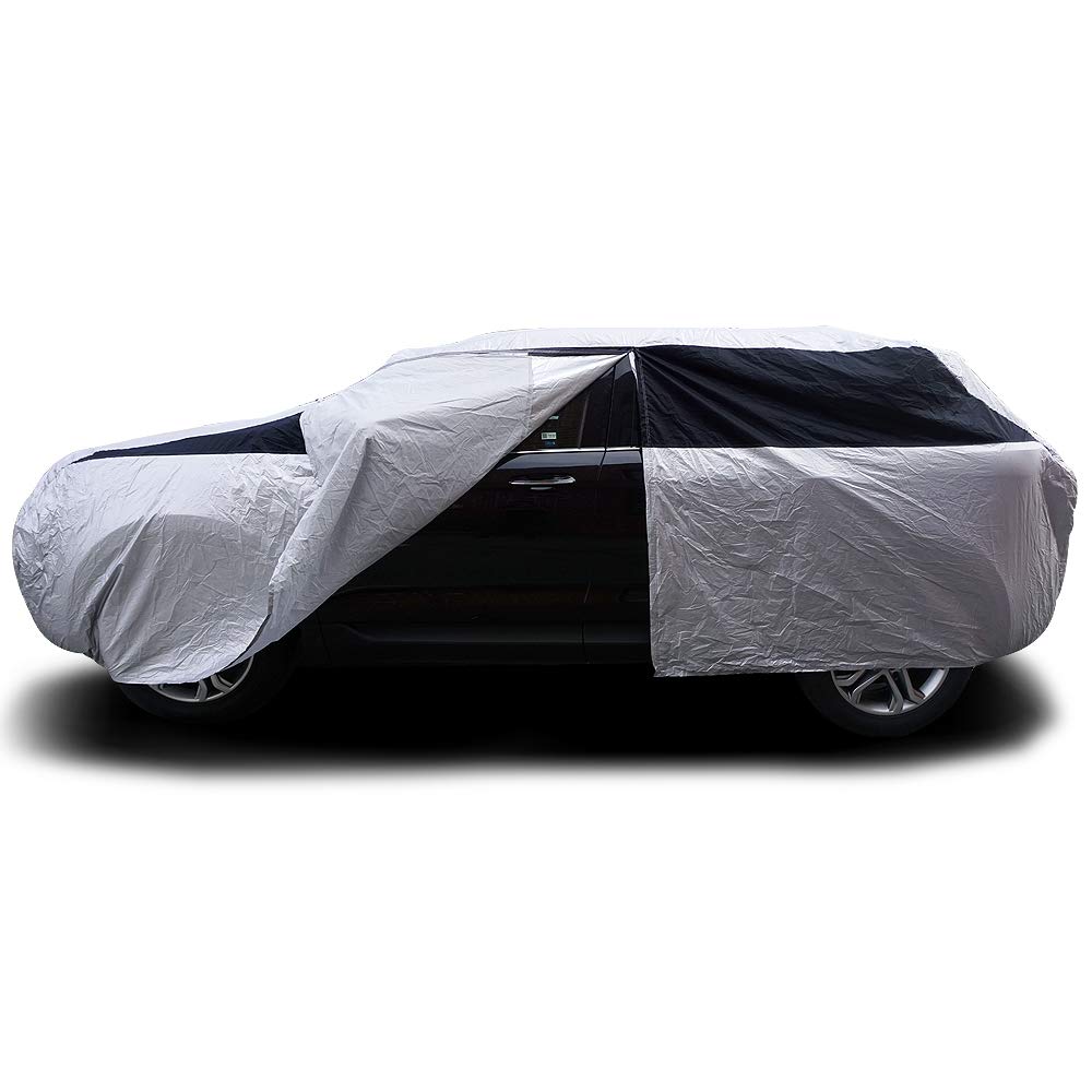 Titan Lightweight Poly 210T Car Cover for Mid-Size SUV 188-206". Waterproof, UV Protection, Scratch Resistant, Driver-Side Zippered Opening. Fits Explorer, Grand Cherokee and More.