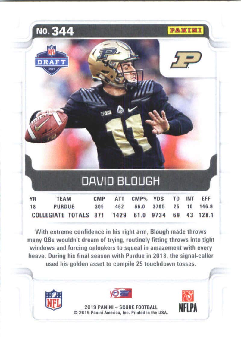 2019 Score #344 David Blough Purdue Boilermakers Rookie Football Card