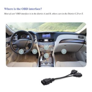 Outzone OBDII Extension Cable 16 Pin Splitter Y Cable 30cm/11.8inches Male to Dual Female Cord Compatible for All OBD2 Vehicles