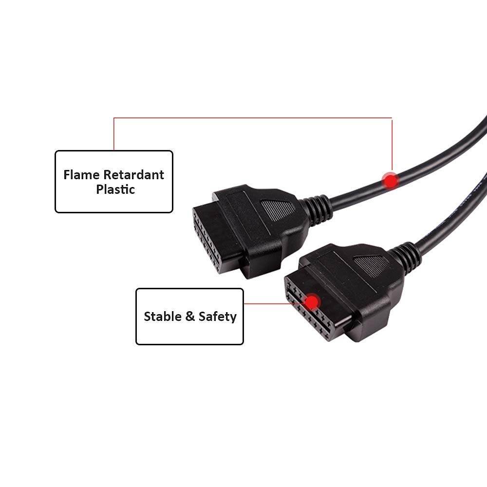 Outzone OBDII Extension Cable 16 Pin Splitter Y Cable 30cm/11.8inches Male to Dual Female Cord Compatible for All OBD2 Vehicles