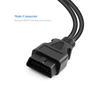 Outzone OBDII Extension Cable 16 Pin Splitter Y Cable 30cm/11.8inches Male to Dual Female Cord Compatible for All OBD2 Vehicles