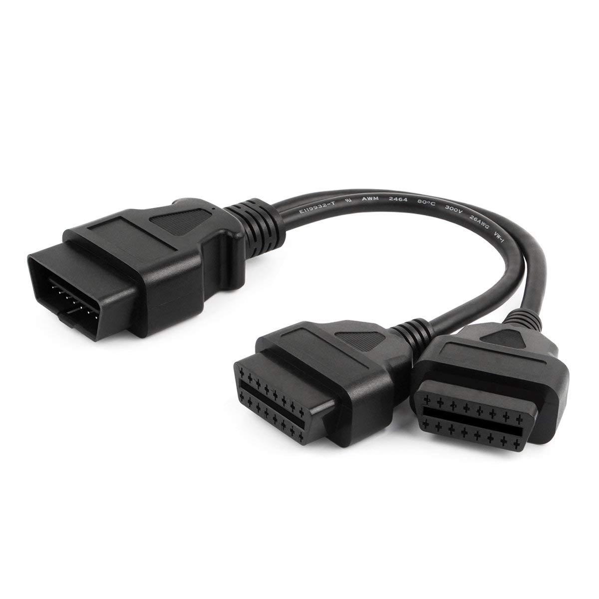 Outzone OBDII Extension Cable 16 Pin Splitter Y Cable 30cm/11.8inches Male to Dual Female Cord Compatible for All OBD2 Vehicles