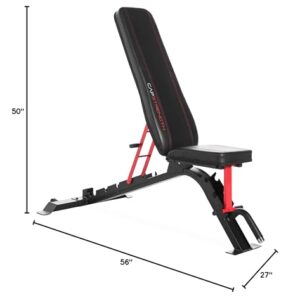 CAP Barbell Strength FID Workout Bench | Flat Incline Decline Positions, Black/Red