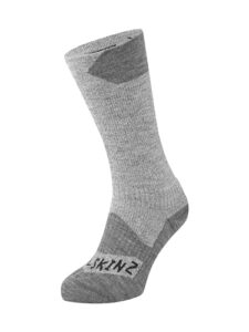 sealskinz unisex waterproof all weather mid length sock, grey/grey marl, large