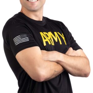 Army Wicking PT Style Shirt | U.S. Military Performance Training Workout T-Shirt-(Poly,L)