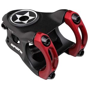 spank split enduro trail shotpeen anodized bicycle stem (38mm), universal fit, cycling stem, mountain bike stem, bar clamp, shotpeen anodized stem, cnc-optimised (red)