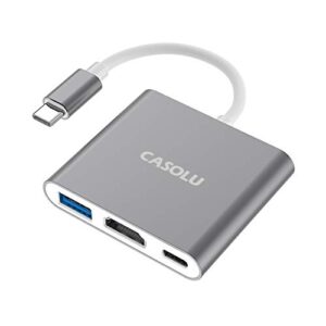 casolu usb c to hdmi adapter, type c to 4k hdmi adapter with 100w pd & usb 3.0 port multiport digital av converter for macbook pro/air, ipad pro/air, iphone 15, tablets, switch and more usb-c devices