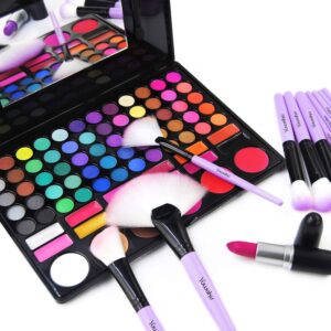 Yuwaku Makeup Brush 32pcs, Purple Professional Make Up Brushes Set with Soft Bristles Kabuki Foundation Powder Eyeshadow Eyeliner Blush Concealer Brush with Travel Makeup Bag (Purple)