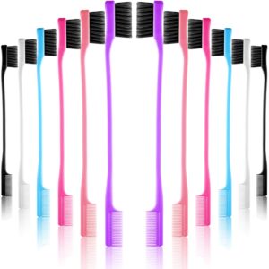 yaomiao 12 pieces hair edge brushes double sided edge control hair comb brushes eyebrow brush for women girls natural styling hair edge brushes combo pack smooth comb grooming 6 random color