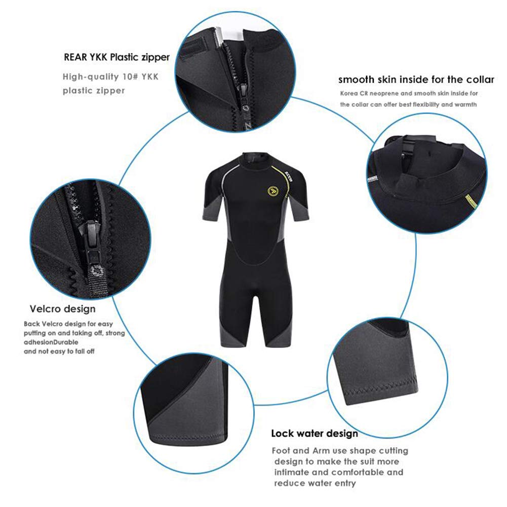 ZCCO Men's Wetsuits 1.5mm Premium Neoprene Back Zip Shorty Dive Skin for Spearfishing,Snorkeling, Surfing,Canoeing,Scuba Diving Suits(L)