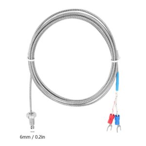 Type K Thermocouple, M6 Screw Fine Thread Type K 0-400℃ Thermocouple Sensor Probes Temperature Sensor Wire(2M) Thermocouple Thermometers and Probes