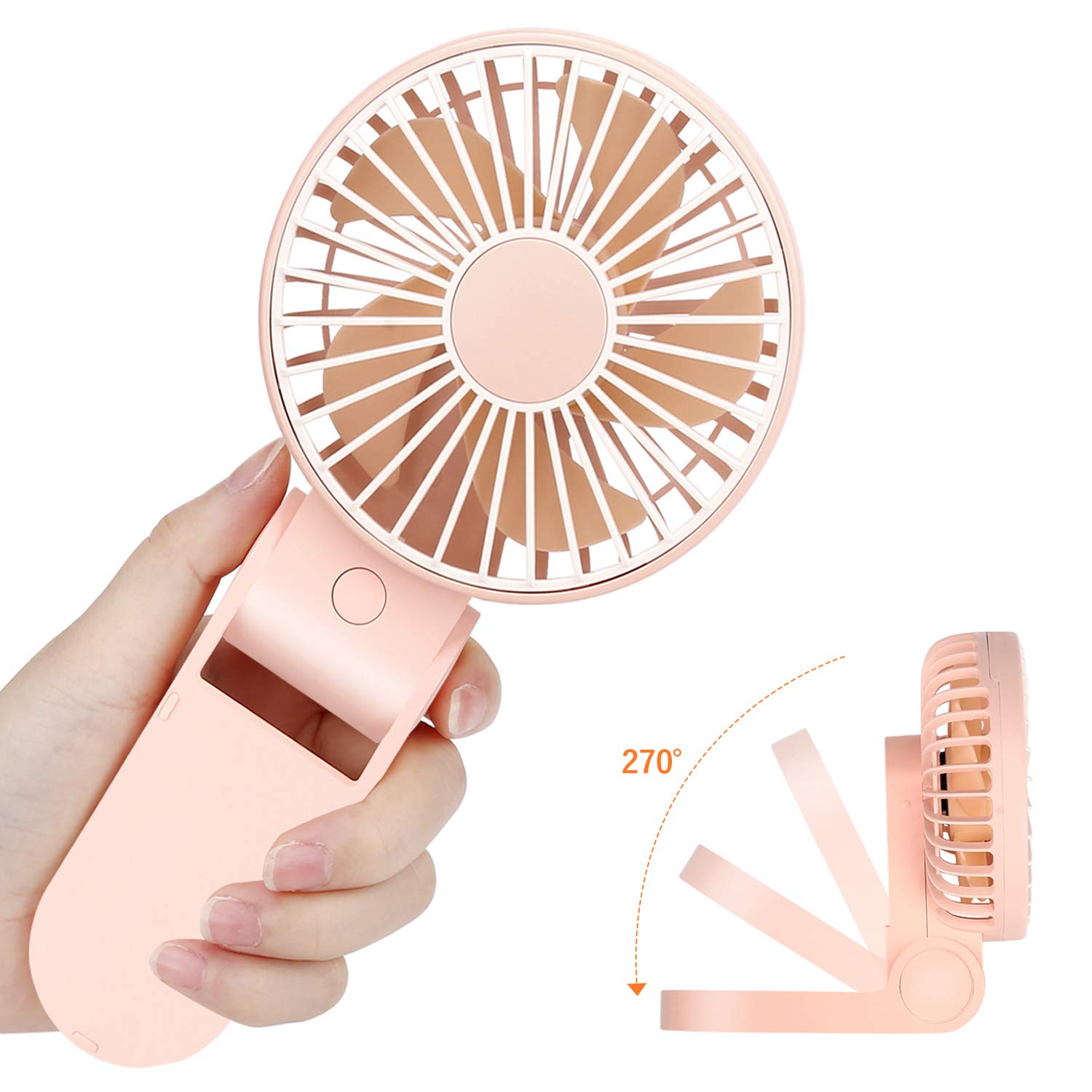 TriPole Mini Handheld Fan USB Portable Fans Rechargeable Battery Operated Foldable Desk Fan 3 Speed Hanging Personal Fan for Home Office Indoor Use Outdoor Travel