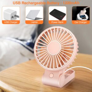 TriPole Mini Handheld Fan USB Portable Fans Rechargeable Battery Operated Foldable Desk Fan 3 Speed Hanging Personal Fan for Home Office Indoor Use Outdoor Travel