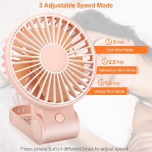 TriPole Mini Handheld Fan USB Portable Fans Rechargeable Battery Operated Foldable Desk Fan 3 Speed Hanging Personal Fan for Home Office Indoor Use Outdoor Travel