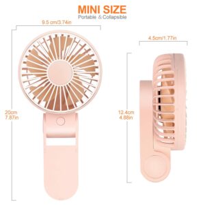 TriPole Mini Handheld Fan USB Portable Fans Rechargeable Battery Operated Foldable Desk Fan 3 Speed Hanging Personal Fan for Home Office Indoor Use Outdoor Travel