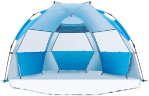 beach tent-outdoors easy up cabana tent sun shelter beach umbrella, deluxe large for 5-6 person blue