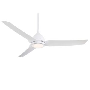 minka aire java 54 in. integrated led indoor/outdoor flat white ceiling fan with light and remote control