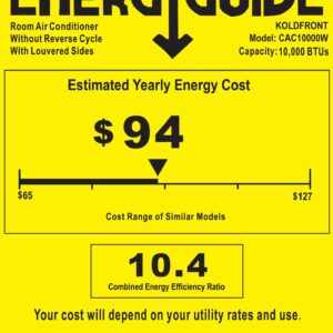 Koldfront CAC10000W 10000 BTU 115V Casement Air Conditioner with Dehumidifier and Remote Control