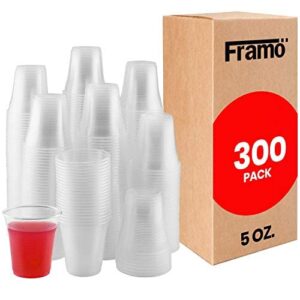 framo 5 oz clear plastic cups, for any occasion, disposable transparent ice tea, juice, soda, and coffee glasses for party, picnic, bbq, travel, and events (300)
