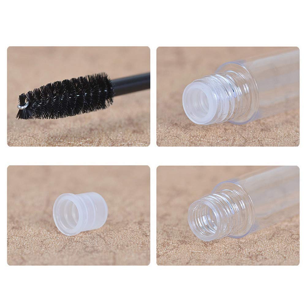 2Pcs 10ml Empty Mascara Tube with Eyelash Wand, Eyelash Cream Container Bottle with Funnels Transfer Pipettes for Travel, Home