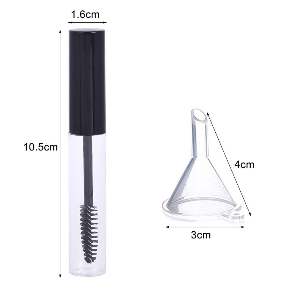 2Pcs 10ml Empty Mascara Tube with Eyelash Wand, Eyelash Cream Container Bottle with Funnels Transfer Pipettes for Travel, Home