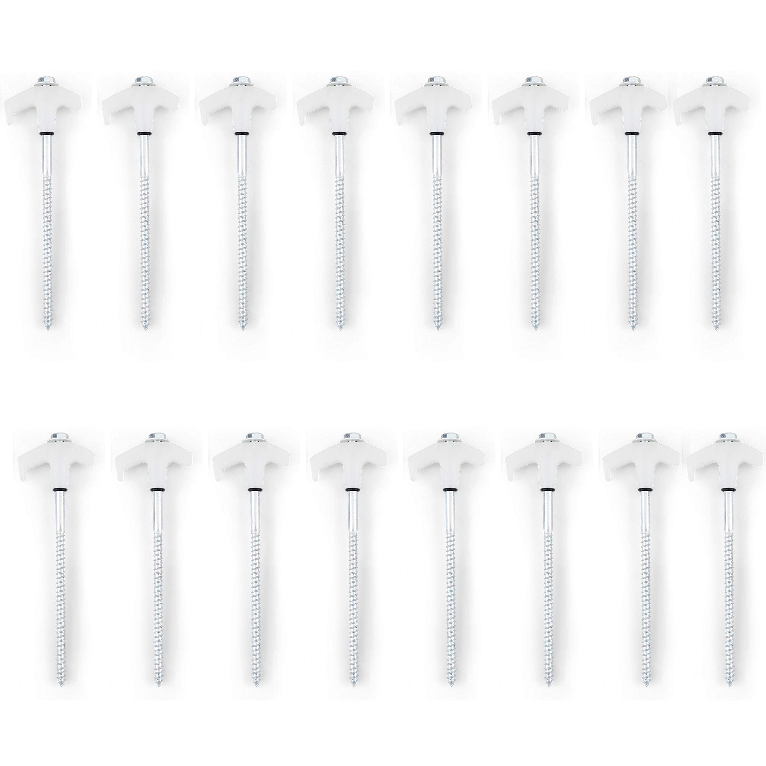 amazama Tent Stakes - 16 Heavy-Duty Ground Screw Anchor Pegs - Galvanized - Non Rust - Perfect for Yard, Garden, Awning & Canopy - Glow-in-The-Dark Tops - Hex Tool & Carry Case - Gazebo - Accessories