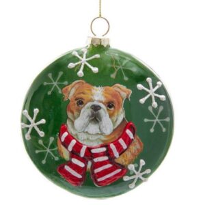 bulldog dog christmas disc ornament 4 inch d3698bd new