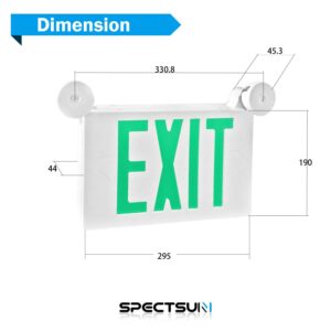 SPECTSUN LED Exit Sign Battery Backup, Green Exit Emergency Light with 2 Lamp Heads, Fire Exit Sign with Emergency Lights, Hardwired Exit Sign - 4 Pack, Ceiling/Wall Mount 2 sided Exit Sign with Arrow