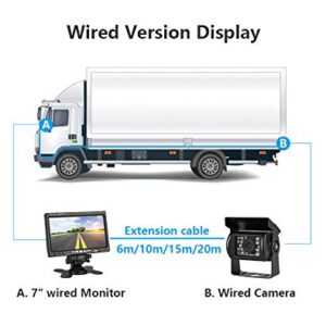 Backup Camera Kit 7 inch 4-Spilt Monitor Rear View Cameras with IP 67 Waterproof 18 IR Night Vision Car Camera for Tucks, RVs,Trailers,Bus,Vans + 4pcs 10m/393.7inch Cables