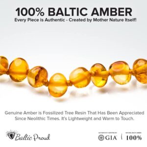 Baltic Proud Amber Necklace and Bracelet Gift Set (Unisex Honey 12.5 Inches/5.5 Inches) - Certified Premium Quality Raw Baltic Sea Amber