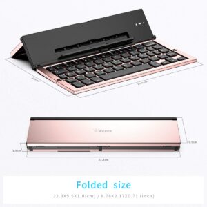 Geyes Bluetooth Keyboard Foldable Portable Folding Travel Keyboard for iPhone 15 Pro Plus/Xs/max/x/14/13 /12/11 /iPad/iPad Mini 4, Samsung Android Tablet Smart Phone (Rose Gold)