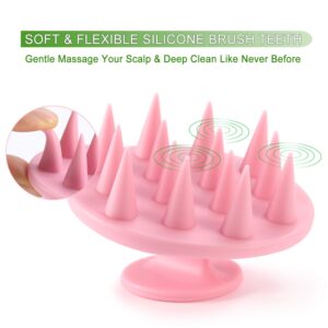 BESTOOL Hair Scalp Massager Shampoo Brush with Soft Silicone Bristle, Scalp Scrubber Exfoliating for Women, Men Dandruff Treatment, Hair Growth and Stress Release (Pink)