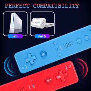 Yosikr Wii Controller 2 Pack, Wii Remote Controller with Silicone Case and Wrist Strap Compatible for Wii/Wii U (Red and Blue)