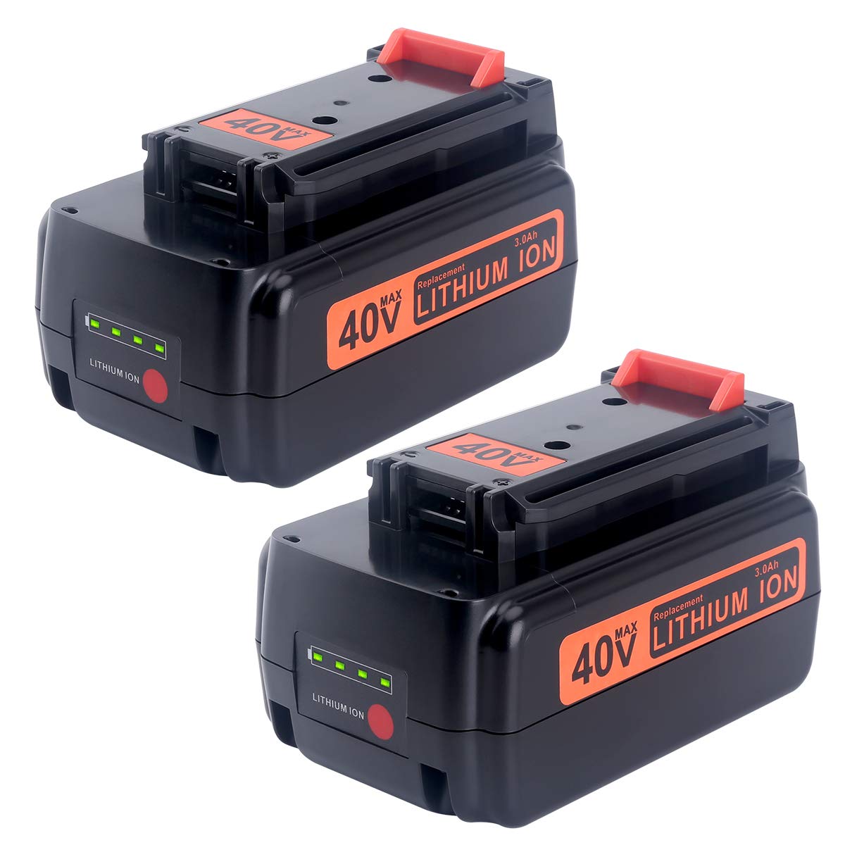 Biswaye 2 Pack 3.0Ah 40V Lithium Battery LBXR36 Replacement for Black and Decker 40V Max Cordless Power Tool LCS1240 LSWV36 LCC340C Lithium Battery LBXR36 LBXR2036 LBX1540 LBX2040 LBX2540