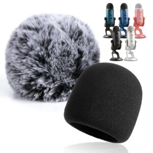 youshares 2pcs blue yeti pop filter for blue yeti microphone, yeti foam windscreen with dead cat blue yeti mic cover for yeti mic and blue yeti pro usb microphone