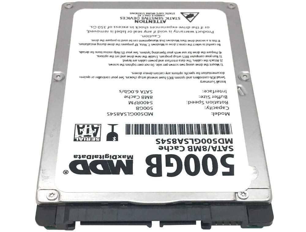 MaxDigitalData 500GB 8MB Cache 5400RPM SATA 6.0Gb/s (7mm) 2.5" Notebook Hard Drive (MD500GLSA854S) - 2 Year Warranty